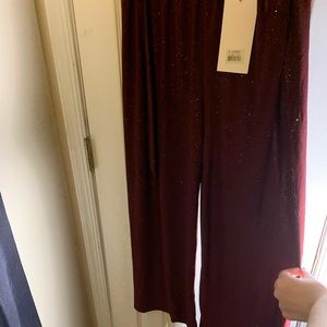 Burgundy and sparkly flare pants